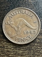 1942 Australia 1 One Penny Kangaroo King George VI Actual Coin TB9765*