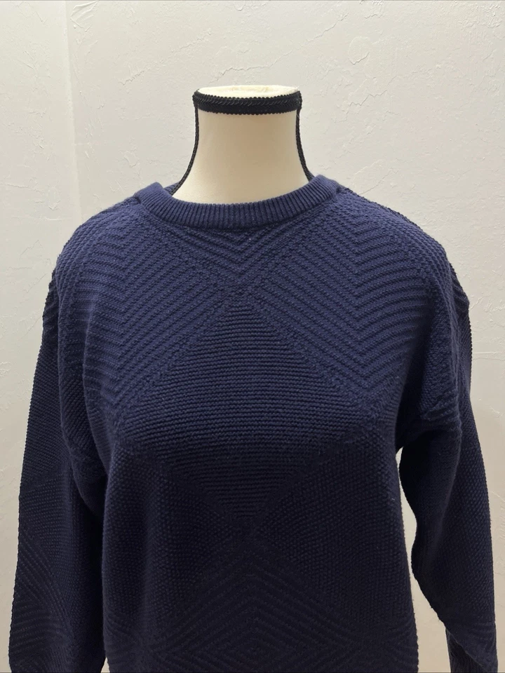Benetton Women Blue  Knit sweater Italy Size M Top Long Sleeve Cotton - Image 4 of 4