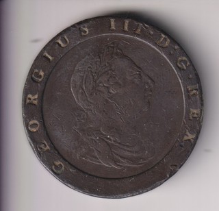 1797 GREAT BRITAIN KING GEORGE III 'CARTWHEEL' TWO PENCE COPPER COIN
