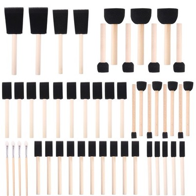 Foam Paint Brushes (48 Pack) 10 Sizes - Sponge - Premium Black