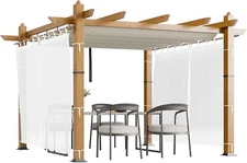 Aluminum Outdoor Retractable Pergola with Canopy and Side Mesh Screen 10/13Ft