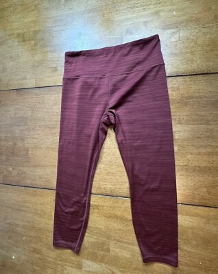 Athleta Elation Textured 7/8 Tight Leggings Sz Large - Brown/ Cinnamon /Rust EUC