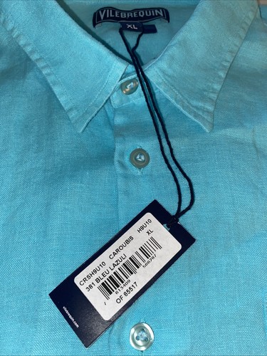 NWT Vilebrequin Long Believe Button Up Shirt Bleu Lazuli Size XL - Picture 5 of 8