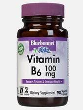 Bluebonnet Vitamin B-6 100 mg 90 Veg Capsules - exp. 12/26