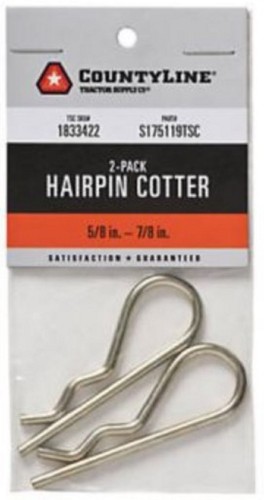 CountyLine 22KITA106 Hairpin Cotter Pins 5/8 inch - 7/8 inch Silver Steel 2 Pack