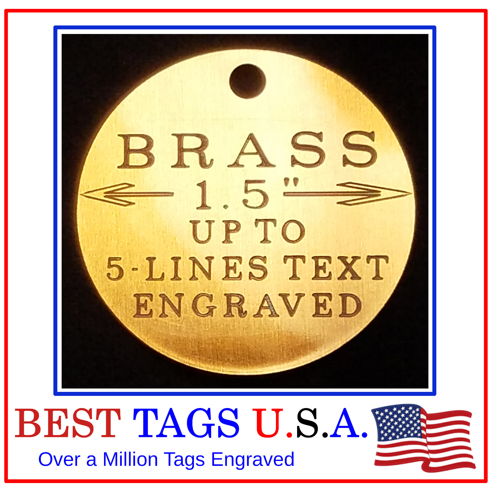 Brass Tag -  1" / 1.5"- Customized Engraving - $6.95 Shipped!