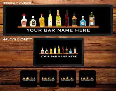 Personalisierte Bar Läufer Matte - Neuheit Bier Geschenke für Zuhause Pubs Bars - Text hinzufügen