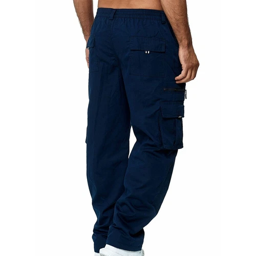 Mens Lightweight with Pockets Bottoms Men Leisure Elastic Waist Cargo Pants - Picture 45 of 47
