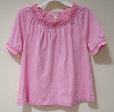 NWT J.Crew Crewcuts Pink Smocked Neck and Sleeve Top Girl's Size L / 10