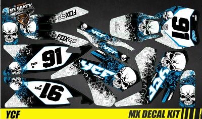 Moto Deco Kit für / Mx Decal Kit for YCF - Blue Skull