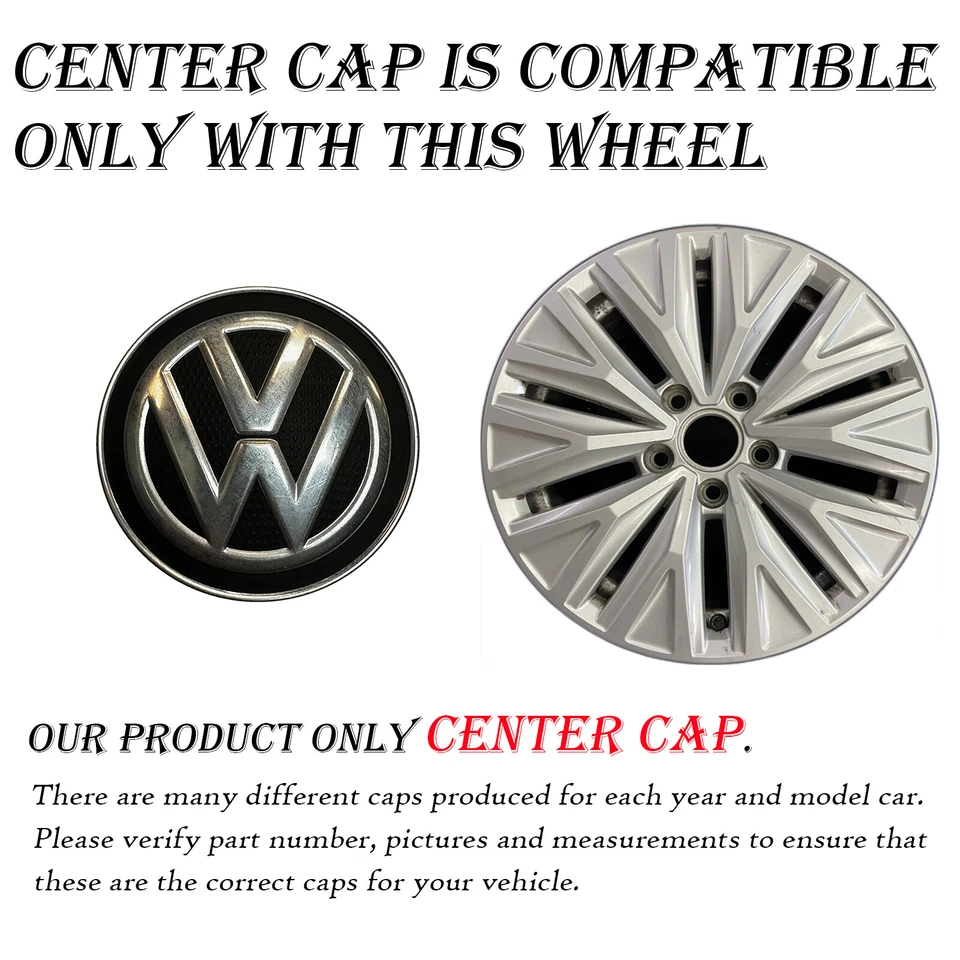 For Volkswagen Jetta OEM Center Cap 2019-2021 Black/Chrome 5G0601171 #70045 - Image 2 of 4