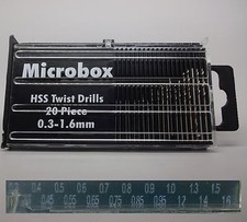 20 St. Mini Bohrer Set (Miniaturbohrer, Spiralbohrer, 0,3-1,6mm Sortiment)- E592