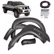 Front & Rear Pocket Style Fender Flares Fit For 04-14 Nissan Titan with Lockbox