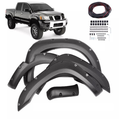 Front Rear Pocket Style Fender Flares Fit For 04-14 Nissan Titan