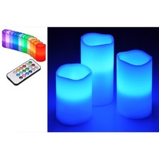 3er LED Echtwachs-Kerzen-Set weiß Fernbedienung Farbwechsel HI 55038 xmas