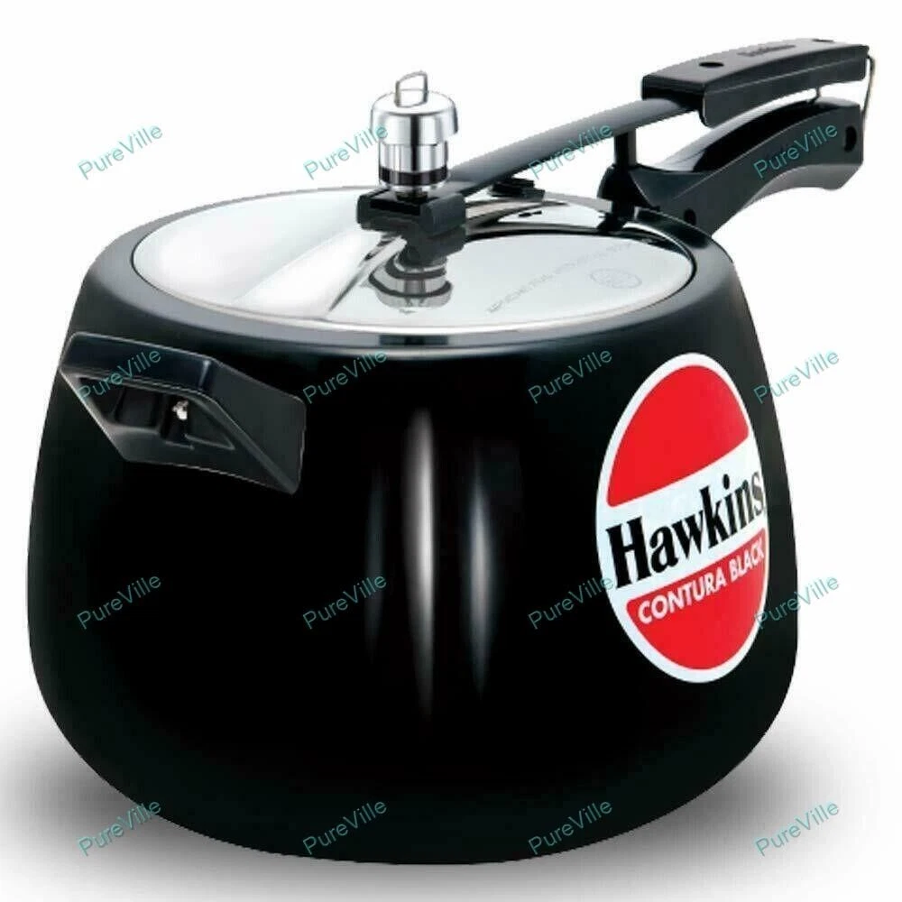 Hawkins Pressure Cooker 4 Liters Contura Hard Anodised Aluminium Black