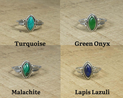 925 Sterling Silber Natur Edelstein Marquise Designer Silber Ring Schmuck