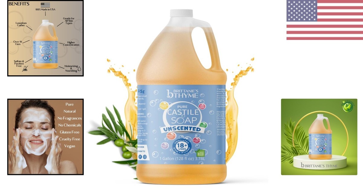 Organic Olive Oil Castile Liquid Soap Refill Gallon Vegan