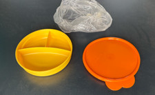 Tupperware Baby Stages Set Divided Dish / Bowl  Seal Set Yellow Orange New