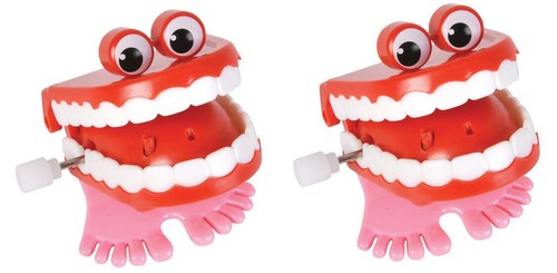 Lot of 2 - Mini Chatter Teeth with Eyes Wind Up Classic Toy - Quantity Discounts