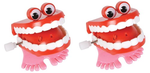 Lot of 2 - Mini Chatter Teeth with Eyes Wind Up Classic Toy - Quantity Discounts - Picture 1 of 4