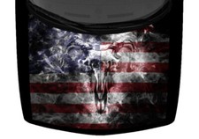 Dark US Flag Chrome Ram Skull Flames Fire Truck Car Graphic Decal USA