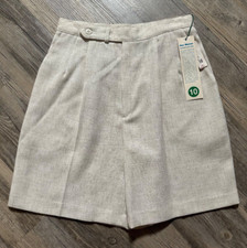 Vintage 1990s Kay Warner by Jose Pleated Dress Shorts Beige Rayon Size 10 NWT