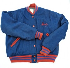 Felco Medium N.Y. 80 Wool Vtg Bomber Varsity BlueRed Coat Coughlin Strutters D7