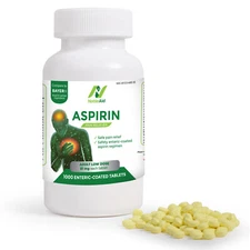 Pure Low Dose Aspirin 81mg for Adults By NobleAid, Baby Aspirin 1000 Count 