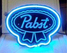14" Pabst Blue Ribbon 3D Carved Neon Sign Beer Man Cave Light Lamp Bar Decor