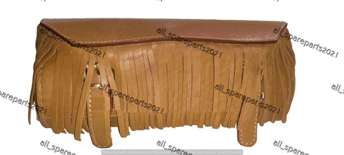 Borsa porta attrezzi in vera pelle bianca incisa adatta per moto Harley