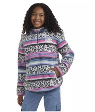New 48.00 HURLEY Girls Quality Sherpa Printed Quarter-zip Jacket - Size: 6X/6