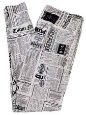 TC LuLaRoe Tall Curvy Leggings Town News Paper Newspaper Newsprint NWT U44