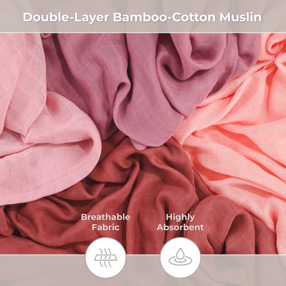 Mantas envolventes de muselina - Mantas suaves para bebé niña (47 x 47 pulgadas) - Paquete de 4 Foto 4 de 4
