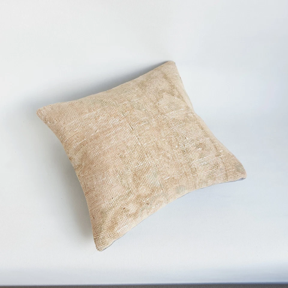 Ethnic  Oushak Carpet Rug Pillow Cover , 16x16 Anatolian Rug Pillow case - Image 3 of 4