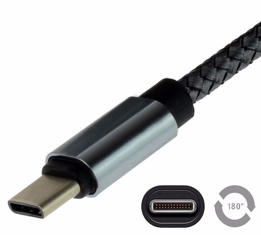 2-in-1 USB-C Fast Charging Data Cable for HTC U11 with Aluminum Connector