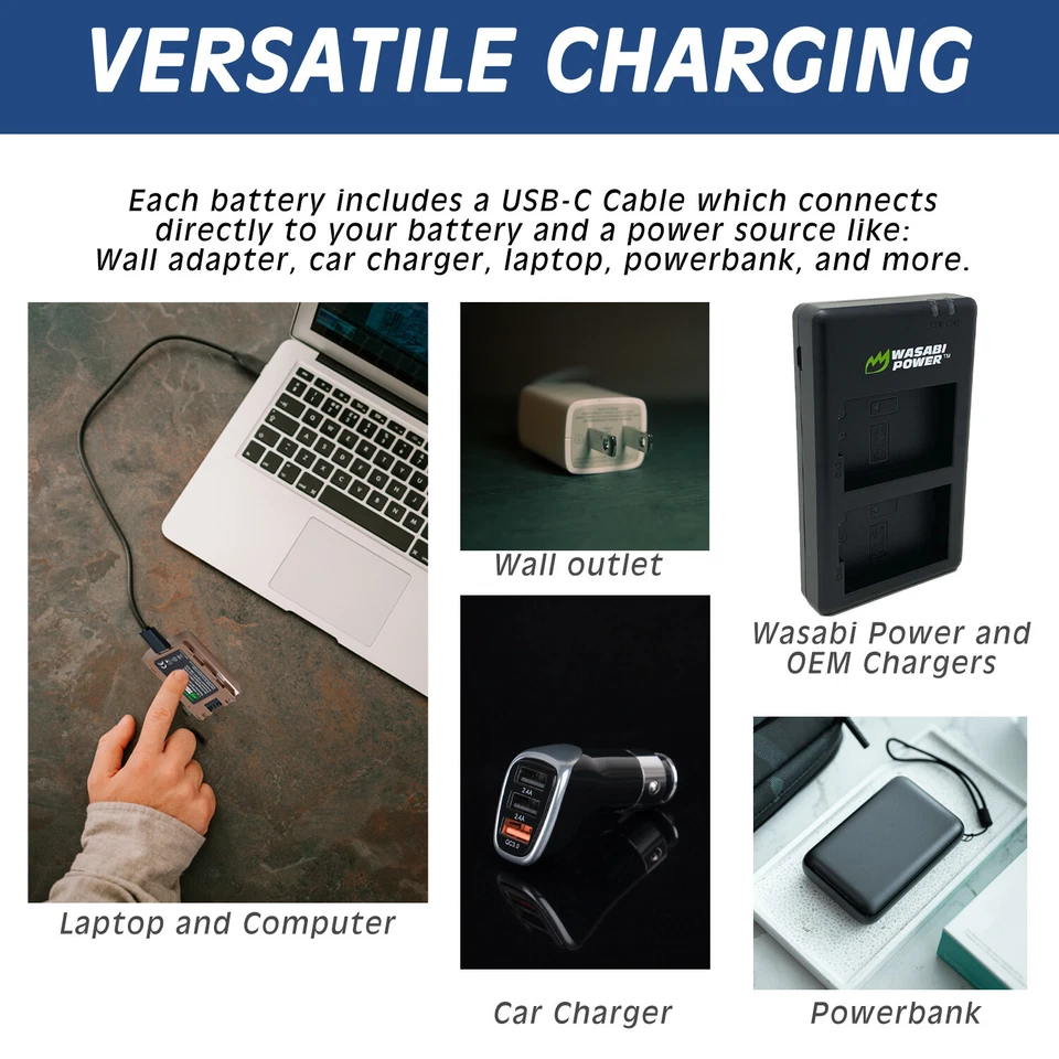 Wasabi Power USB Battery for Canon LP-E17 with USB-C Fast Charging - Image 4 of 4