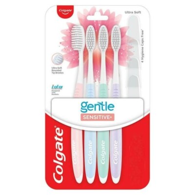 Colgate gentle Sensitive Soft Bristles Manual Toothbrush for adults - 4 Pcs,