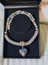 Rare Artisan Mixed Media Silver Sea Glass Labradorite Necklace Pendant