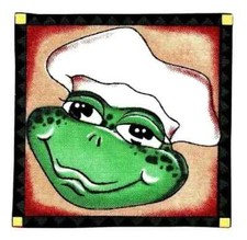frog chef fabric applique iron on hat not embroidered 2.5 inch USA made
