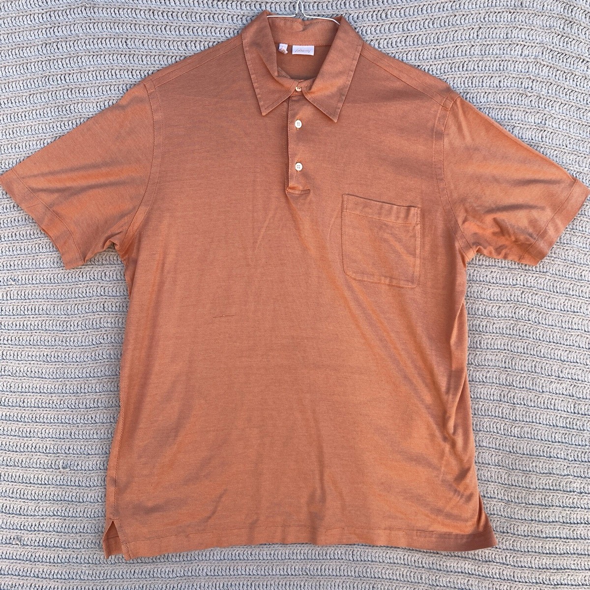 Brioni Polo Shirt Adult Extra Large Mens XL Orange Made in Italy