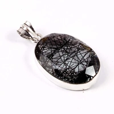 GS Anhänger Schwarzer Rutilquarz Designer Anhänger Modeartikel Schmuck - Bild 1 von 3