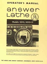 LODGE & SHIPLEY Answer Lathe 2013, 2013-017 Operator's Manual 0822