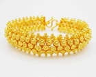 22K 24K THAI BAHT YELLOW GOLD GP Pikun Flower Bracelet Bangle Women Jewelry 7.5"