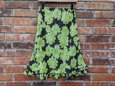 Vtg y2k Green Black Floral Skirt Ruffle Cottagecore Fairy Whimsigoth Sz 10P