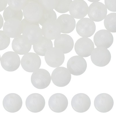 60Pcs Silicone Beads 9mm Bulk Beads for Keychain Making Bright White
