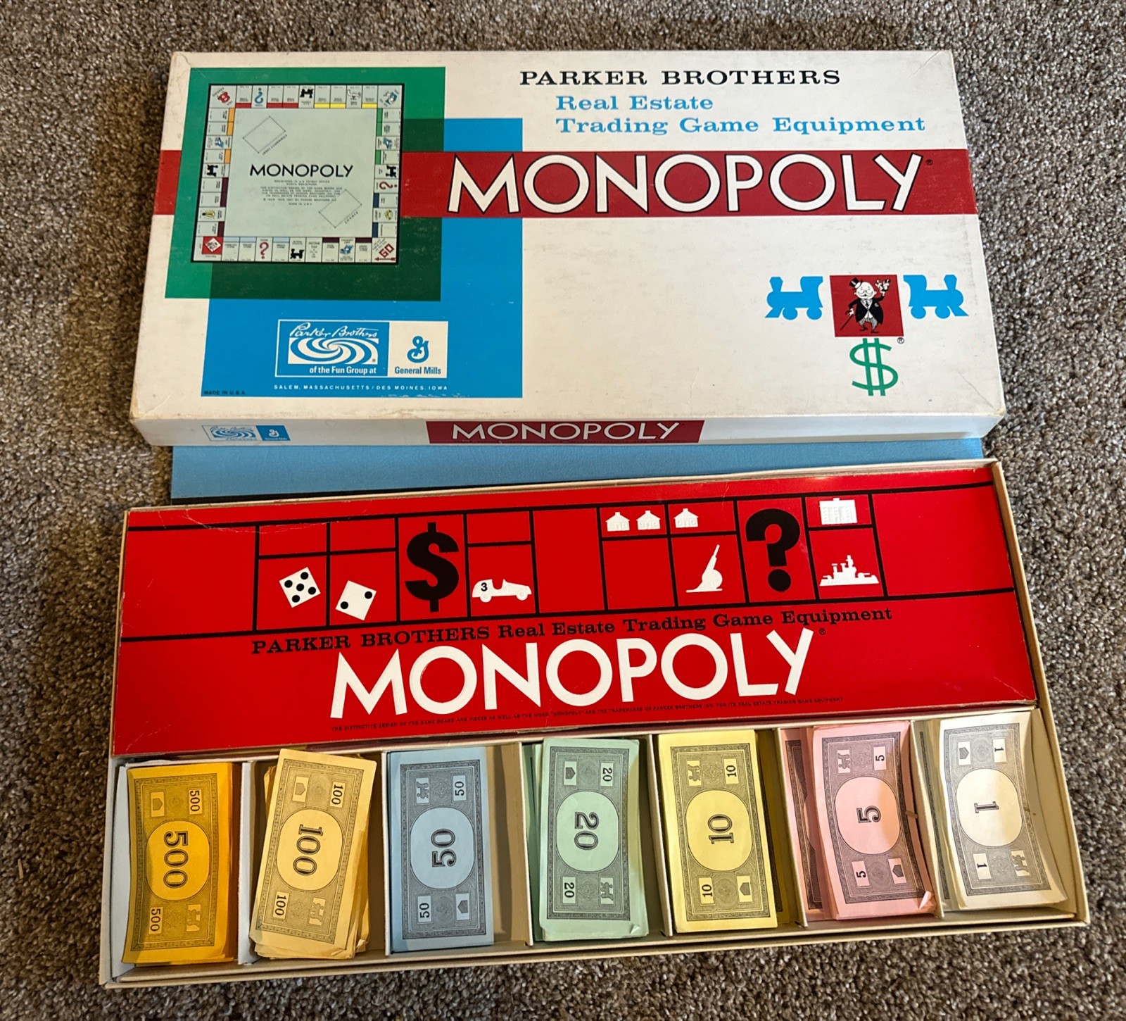 Vintage 1961 Monopoly Parker Brothers Real Estate Trading Board Game Equipment