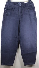 Time and Tru Womens High Rise Barrel Jean Denim Black Size 12