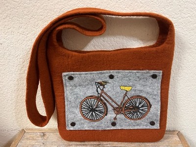 Felted Bag Fibres Of Life 100% Wool Nepali Handcrafted Bicycle Tote Purse Sienna