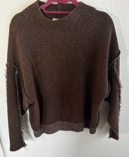 Zenana Dark Brown Sweater Exposed Seam Womens...